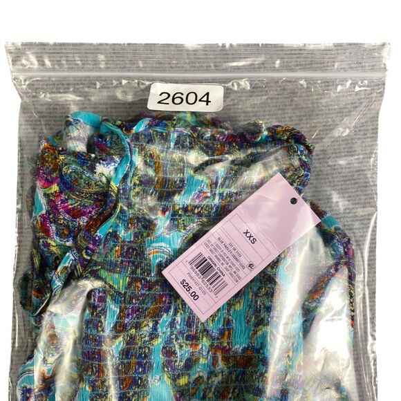 Wild Fable Women's Sleeveless Woven Smocked Romper - Blue Paisley XX Small NWT - Picture 10 of 16